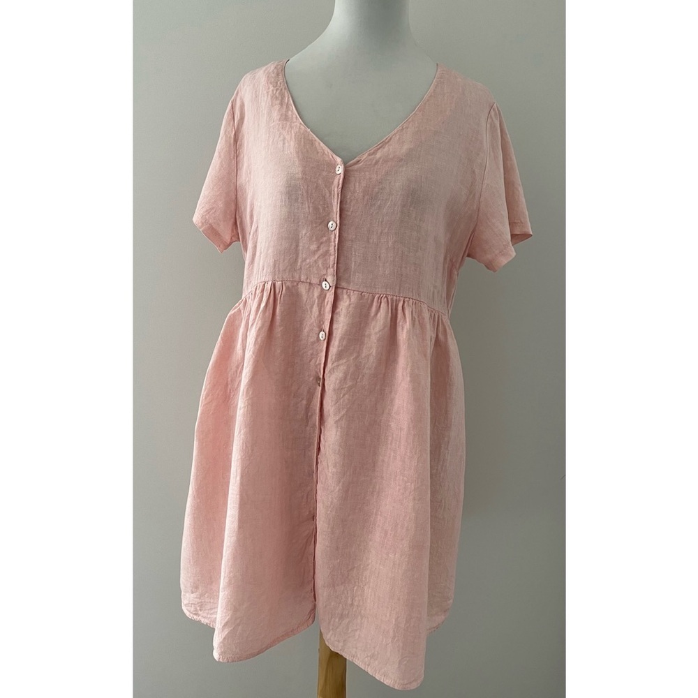 Jillian Harris x Priv Hamptons 100% Linen Blush Babydoll Dress L - Picture 8 of 10